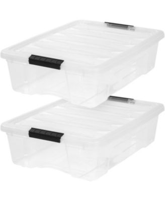 USA 27 Qt Stackable Plastic Storage Bins with Lids, Pearl, 2Pk