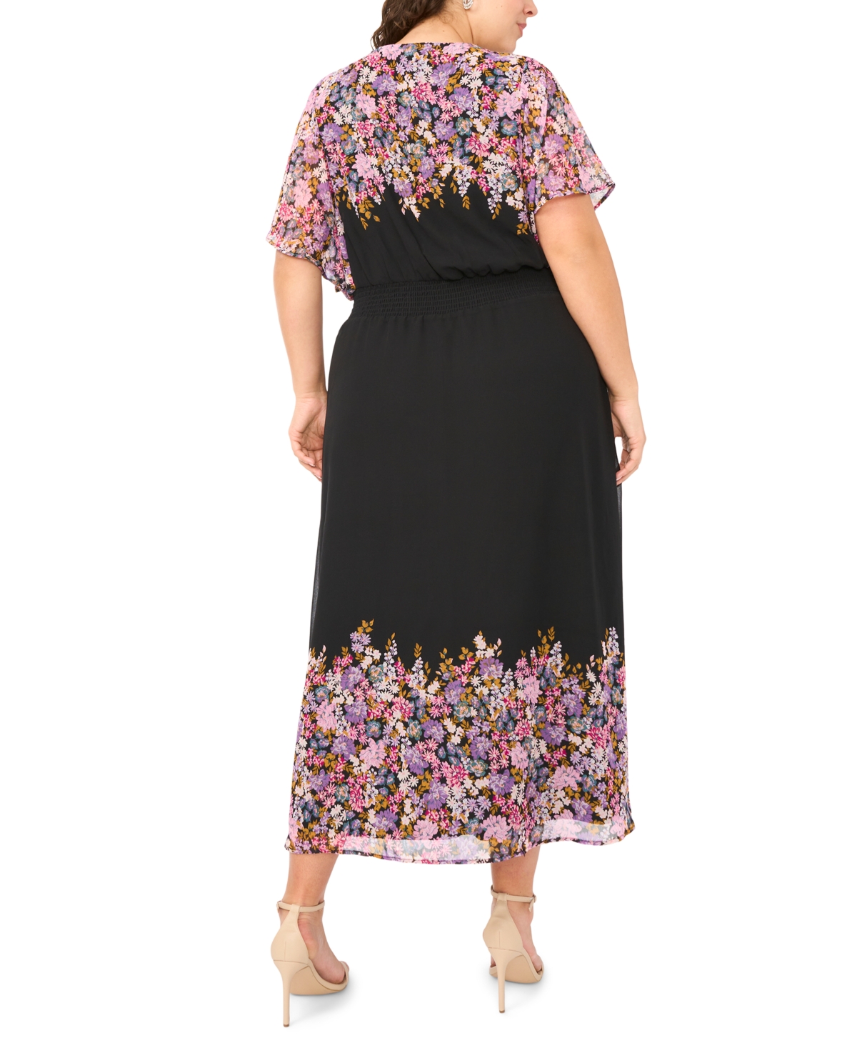Msk Plus Flutter-Sleeve V-Neck Maxi Dress