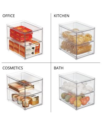 2-Drawer Stackable Organizer for Kitchen or Pantry - Set of 2 - Clear