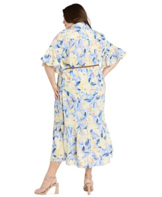 Plus Size Belted Maxi Shirt Dress