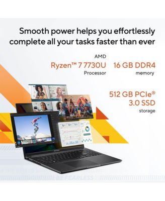 Vivobook 16 OLED 16" WUXGA Laptop, AMD Ryzen 7 7730U 2.0GHz, 16GB RAM, 512GB SSD, Windows 11 Home, Indie Black