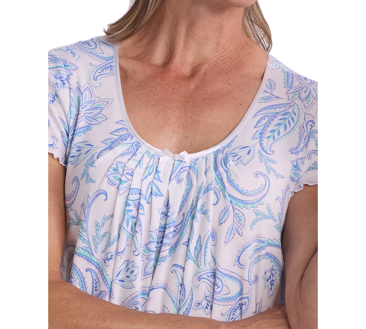 Miss Elaine Petite Short-Sleeve Printed Long Sleepwear Nightgown