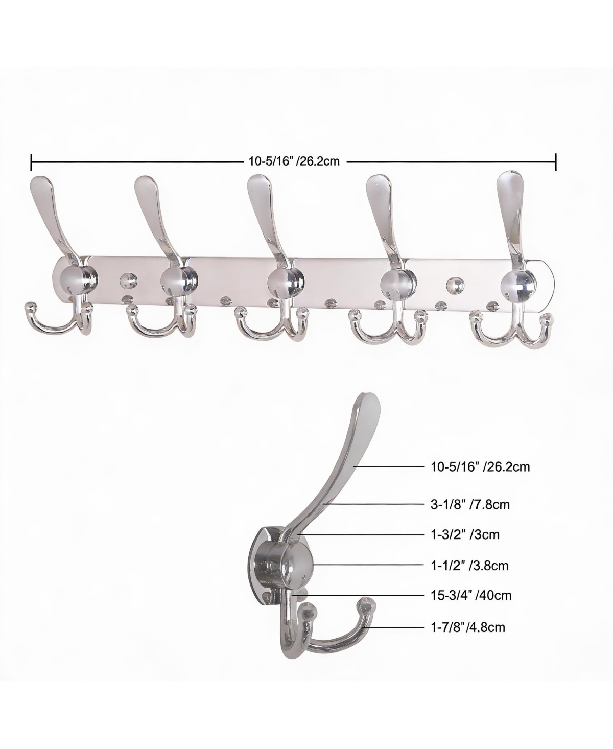 Yigii Heavy Duty 5-Tri Hook Wall Rack for Coats, Hats, Towels, Purse, Scarfs, Robes