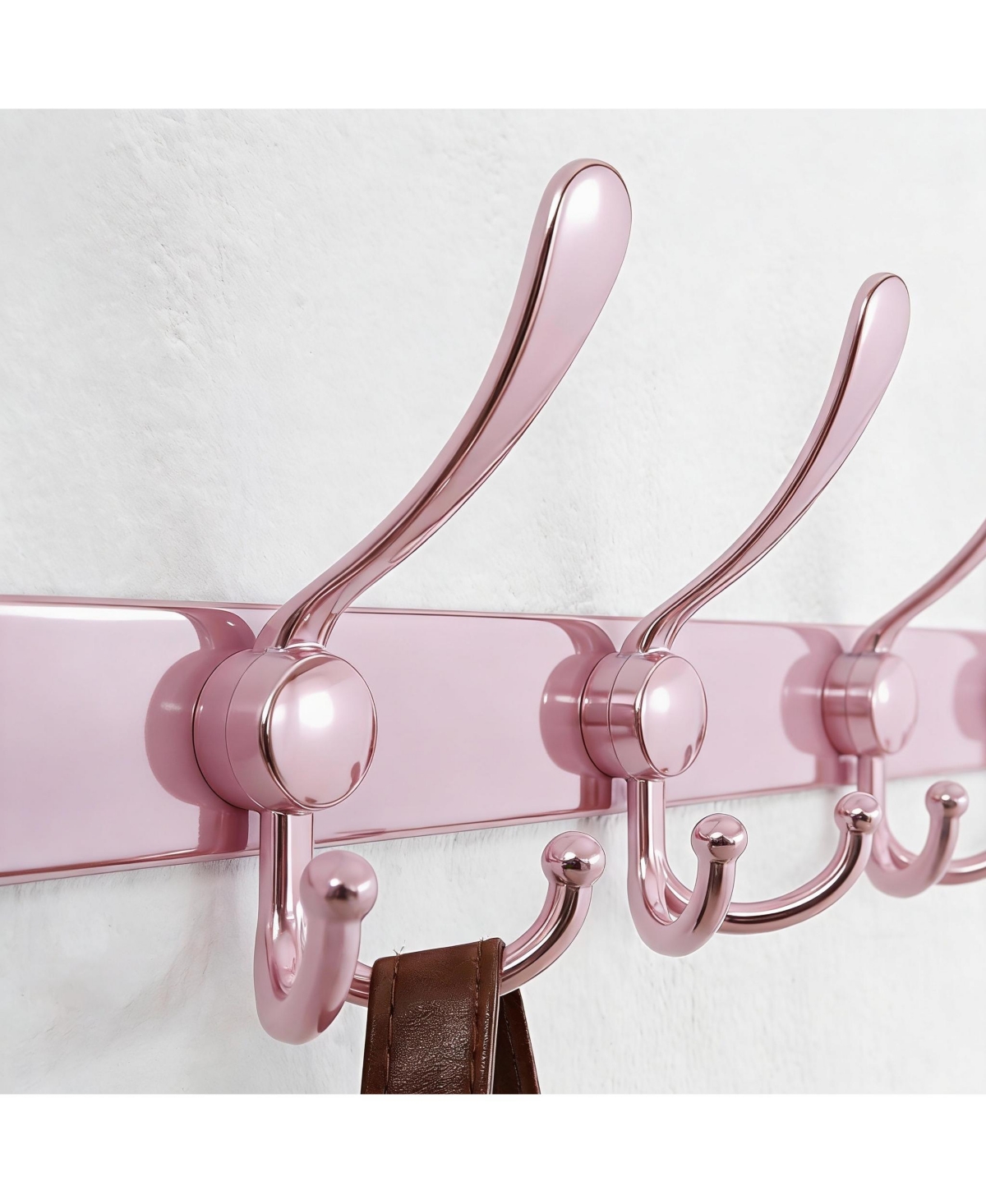 Yigii Heavy Duty 29.5" Long 8-Triple Hooks Coat Rack, Pink