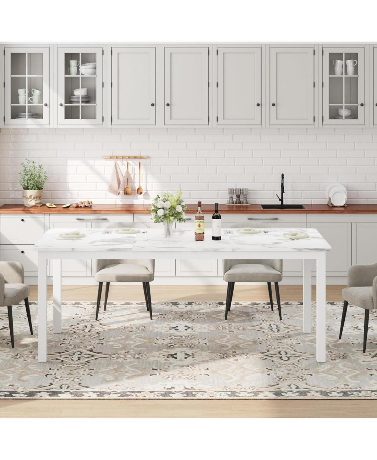 Gaomon Kitchen Table 79 Inch Industrial Dining Table Large Rectangle Kitchen Table