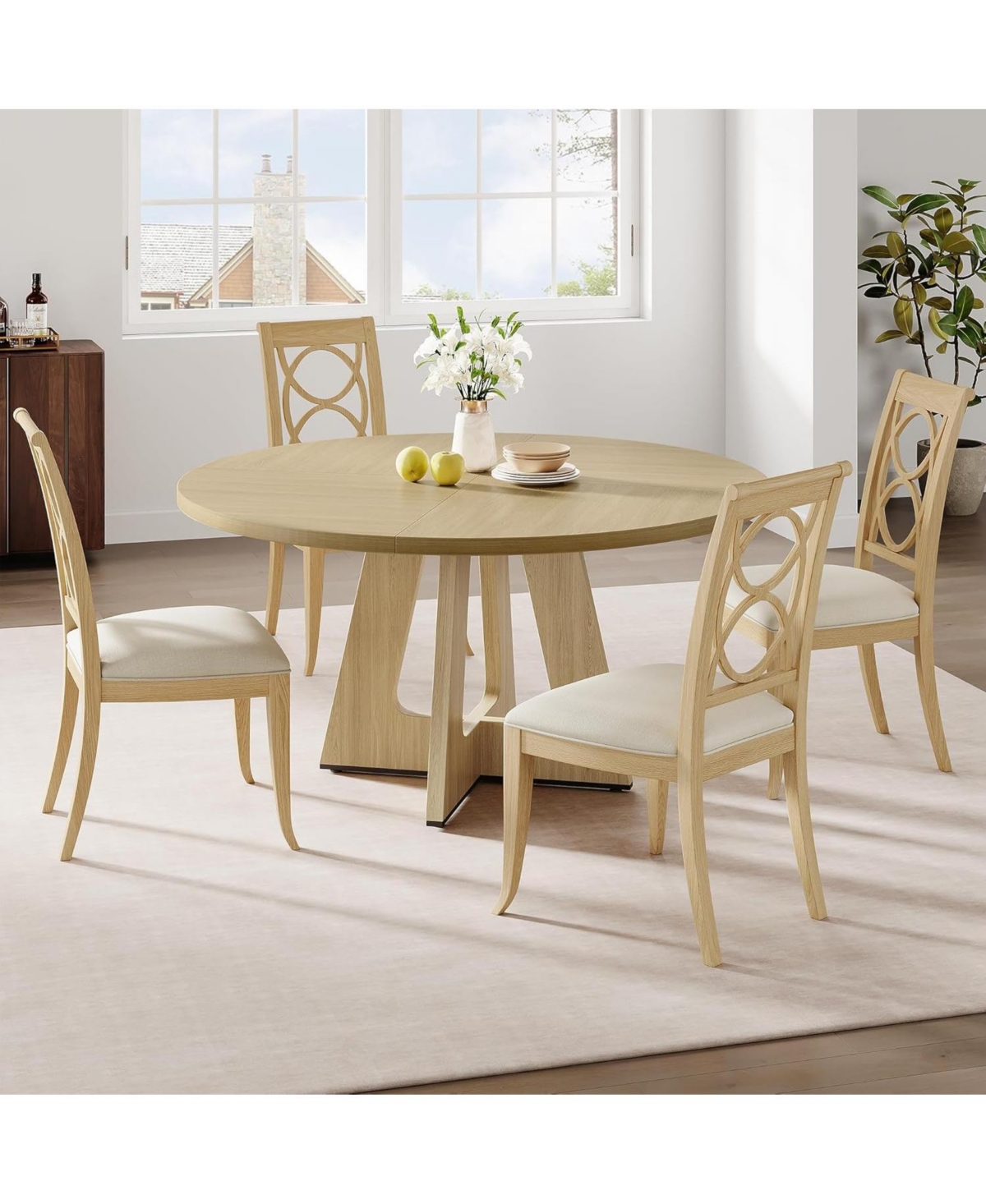 Gaomon Kitchen Table Round Dining Table 47 Inch Round Dinner Table for 4 Farmhouse Kitchen Table