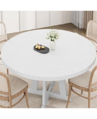 Kitchen Table Dining Table for 4 to 6 People 47 Inch Round Dining Table Wooden Kitchen Table