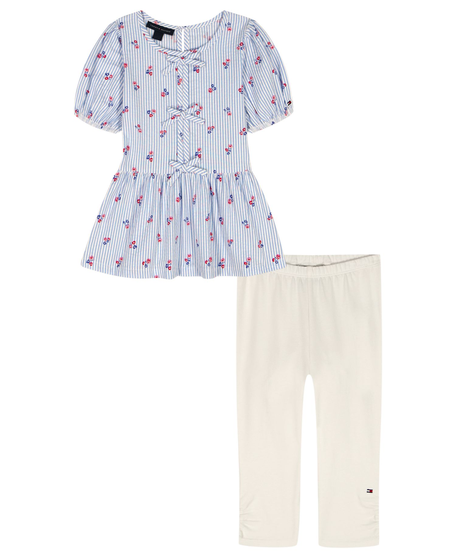 Baby Girls' Round Neck Top & Cropped Length Pants, 2-Piece Set