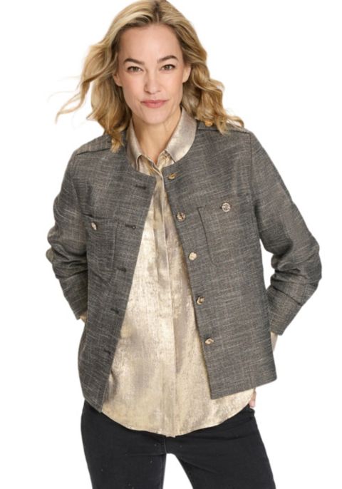 Женские куртки Olsen Collarless Sparkle Jacket with Gold Buttons