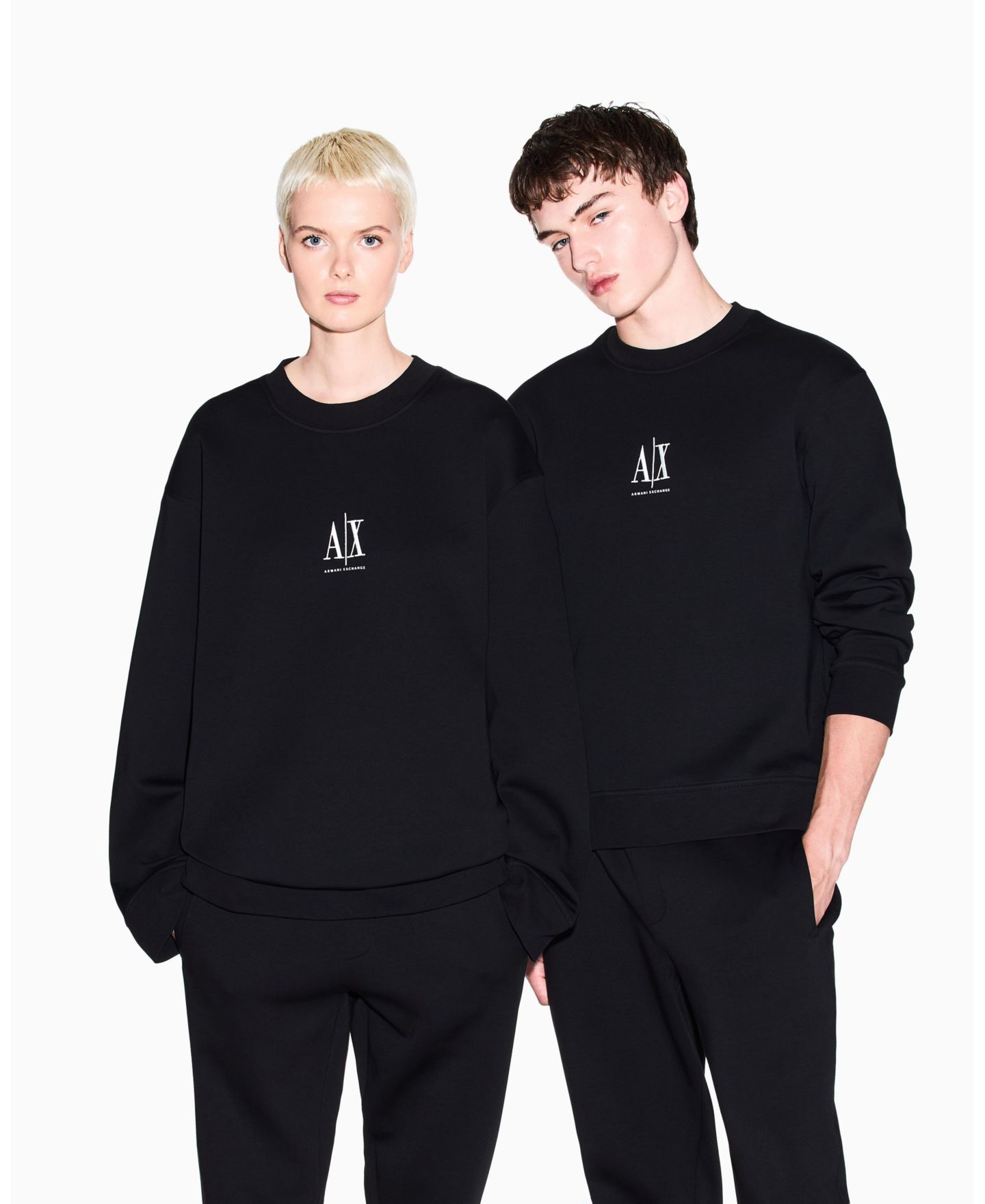Мужские толстовки A|X Armani Exchange Icon Logo Fleece Crew Neck, цвет: Чёрный — фото 2