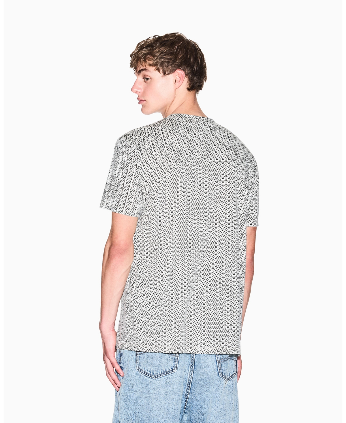 A|X Armani Exchange Men's Short Sleeve Allover Logo Print T-Shirt