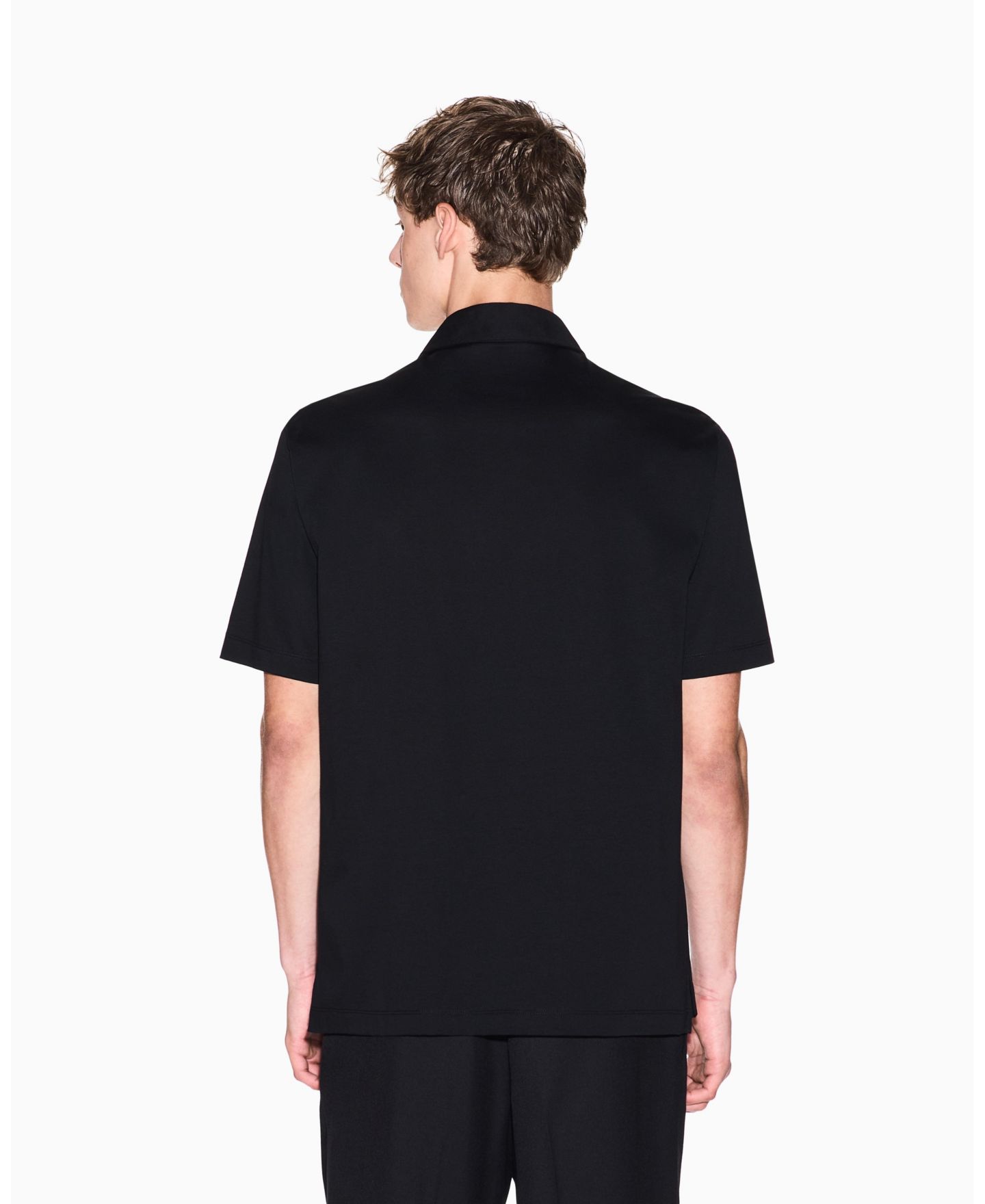 Мужское поло A|X Armani Exchange Short Sleeve Mercerized Cotton Logo Polo Shirt, цвет: Чёрный — фото 3