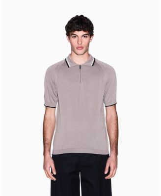 Men's Short Sleeve Zip Polo with Tipping Sweater