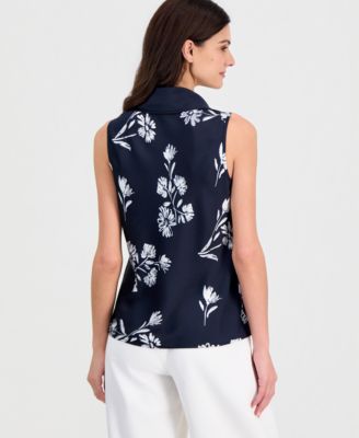 Petite Sailor Tie V-Neck Blouse