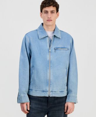 Men's Cotton Waffle Denim Zip Jacket
