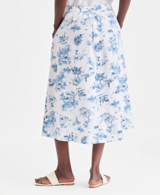 Women's 100% Linen Midi Skirt