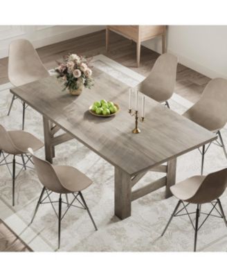 Kitchen Table Gray Long Wooden Dining Table for 6-8 for Dining Room, Home Office, Living Room