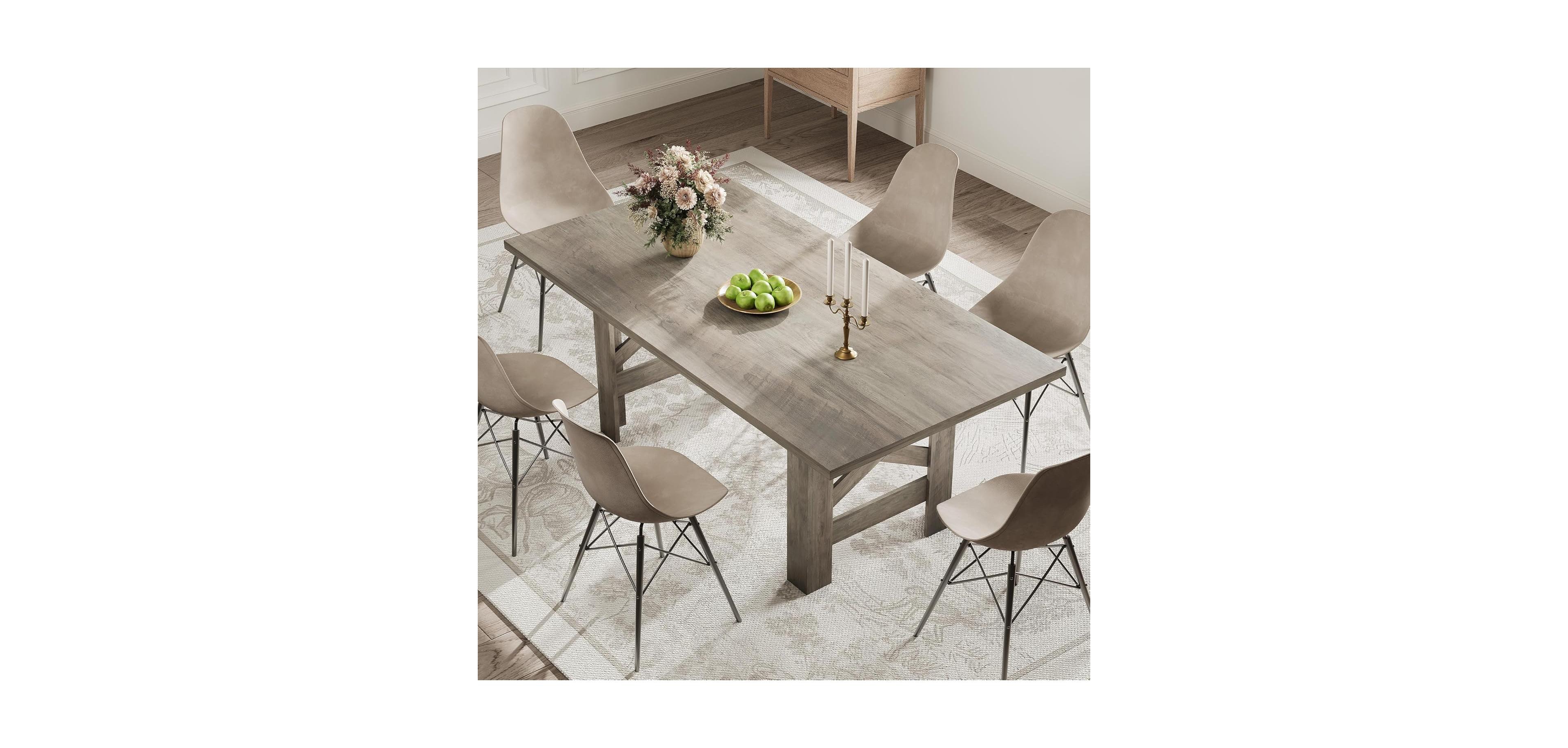 Gaomon Kitchen Table Gray Long Wooden Dining Table for 6-8 for Dining Room, Home Office, Living Room