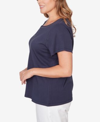 Plus Size Solid Short Sleeve Top