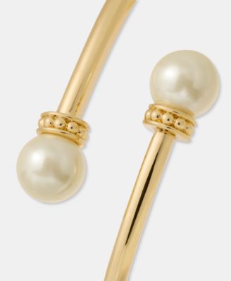 Imitation Pearl Bypass Bangle Bracelet