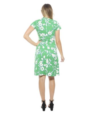 Women's Floral Collar Knee Length Side Tie Wrap Dress