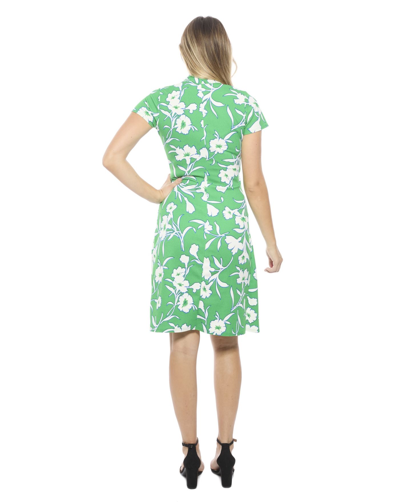 Женское платье 24seven Comfort Apparel Floral Collar Knee Length Side Tie Wrap, цвет: С принтом — фото 3