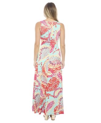 Women's Abstract Scoop Neck Sleeveless A-Line Maxi Dress