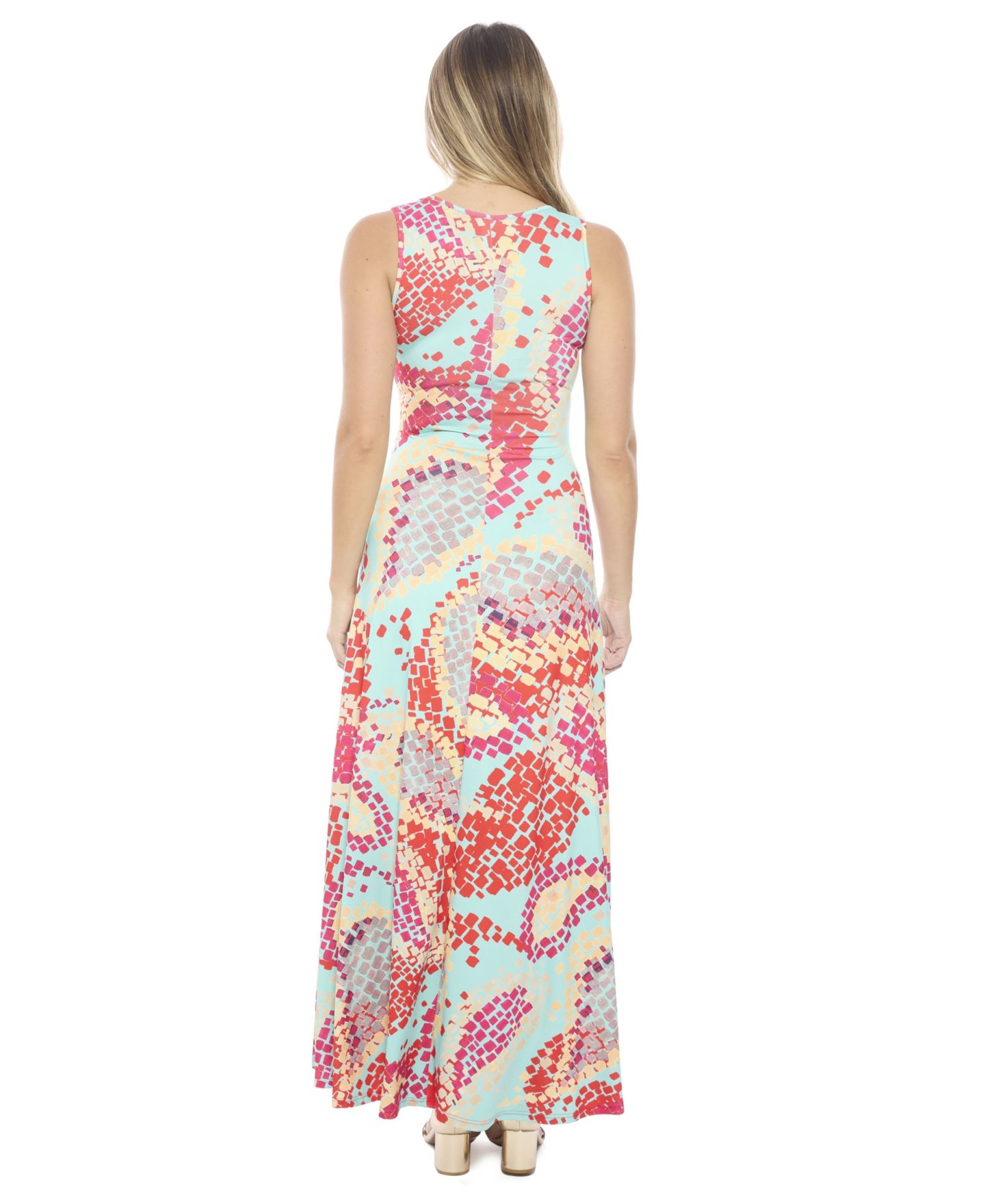 Женское платье 24seven Comfort Apparel Abstract Scoop Neck Sleeveless A-Line Maxi, цвет: С принтом — фото 3