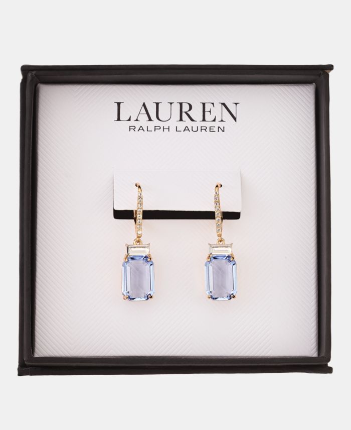 Lauren Ralph Lauren Gold-Tone Boxed Blue Stone Drop Earrings