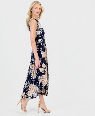 Petite Floral Keyhole-Neck Maxi Dress