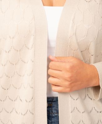 Plus Size Geometric Stitch Flyaway Open Front Cardigan