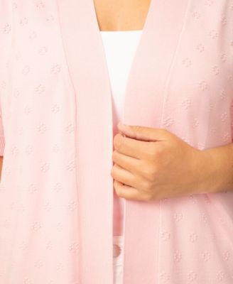 Plus Size Floral Texture Flyaway Open Front Cardigan