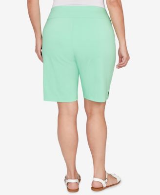 Plus Size Solid Tech Stretch Bermuda Shorts