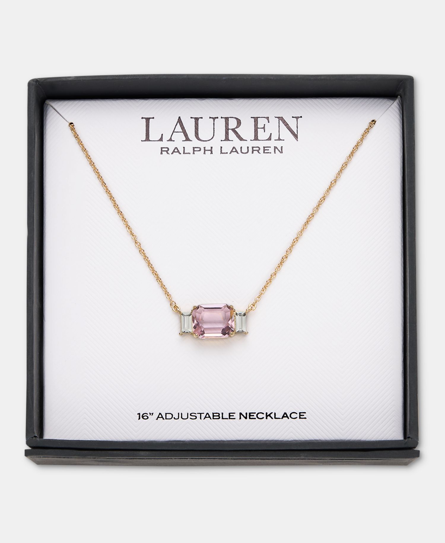 Gold-Tone Boxed Blue Stone Pendant Necklace