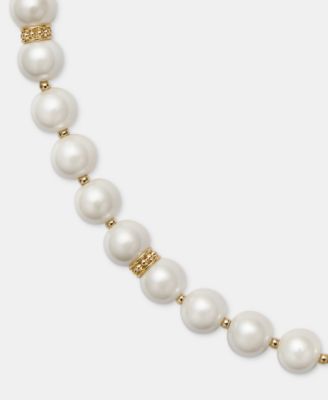 Gold-Tone Glass Pearl Toggle Collar Necklace