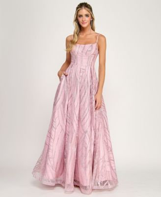Juniors' Square Neck Ball Gown