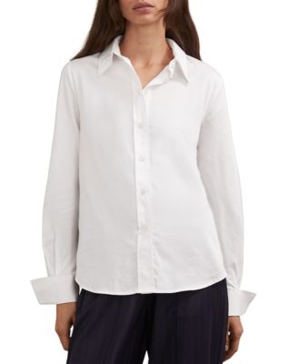 Women's Cotton-Sateen Folded-Cuff Shirt