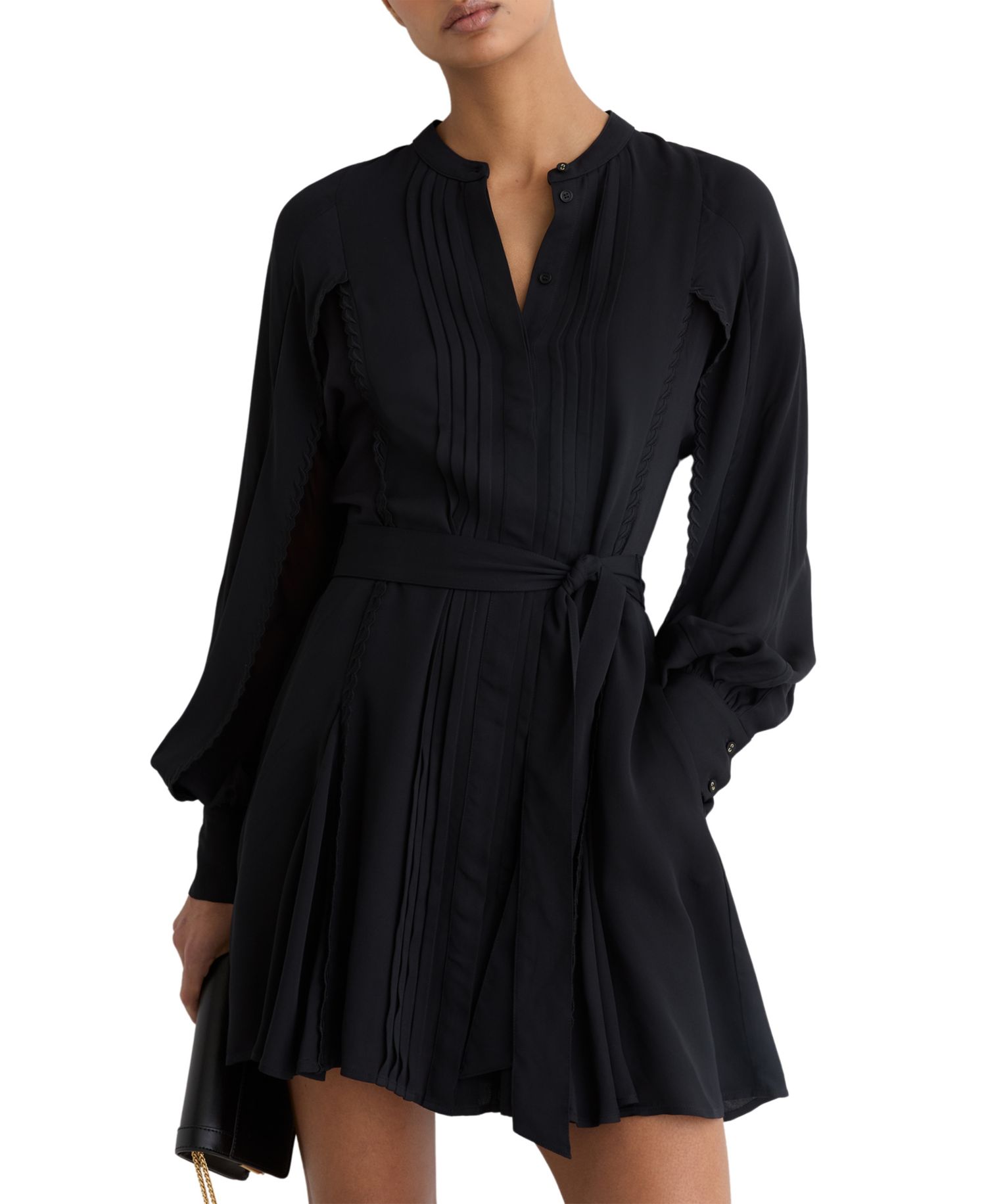Women's Eliana Embroidered-Trim Belted Mini Dress