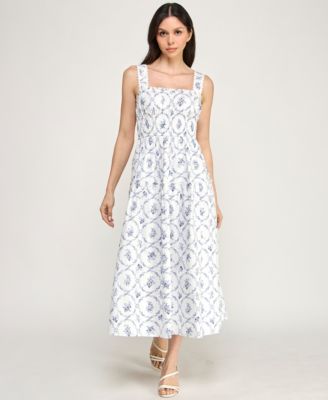 Juniors' Strap Bow Back Midi Dress