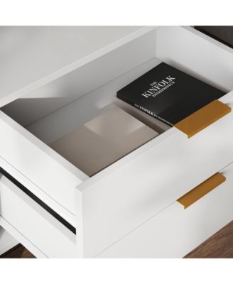 Bedside table with 2 Drawers, Nightstand with Metal Feet