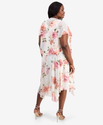 Plus Size 2-Pc. Floral-Print Chiffon Dress & Open-Front Jacket