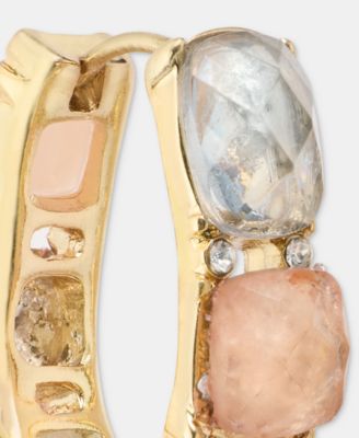 Small Crystal & Stone Huggie Hoop Earrings, 1"