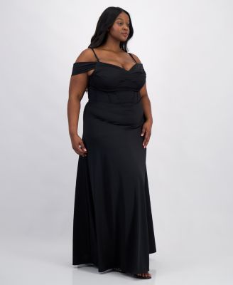 Trendy Plus Size Satin Off-The-Shoulder Gown