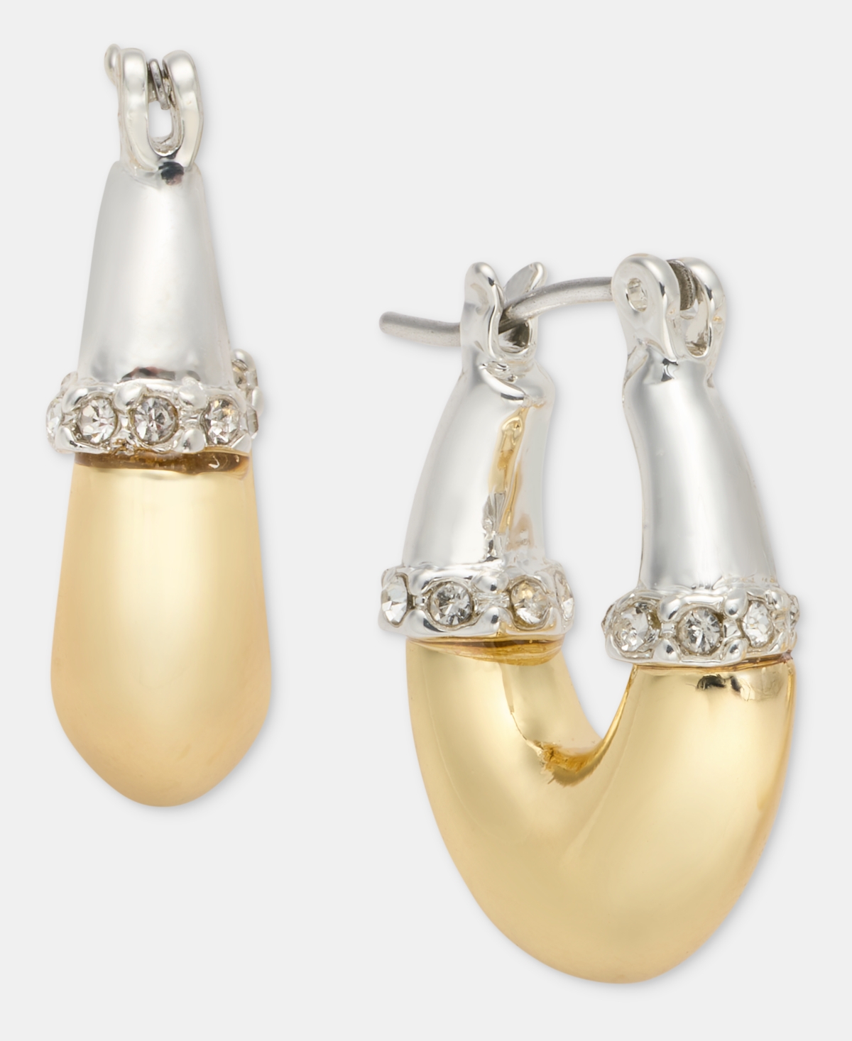 Anne Klein Pave Rondell Huggie Hoop Earrings