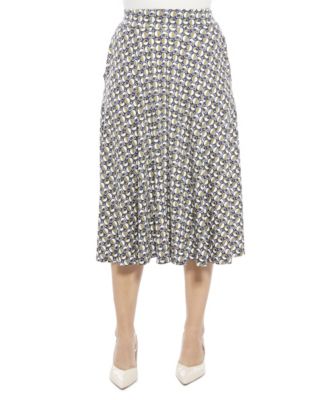 Women's Geometric Elastic Waist Pocket A-Line Midi Skirt