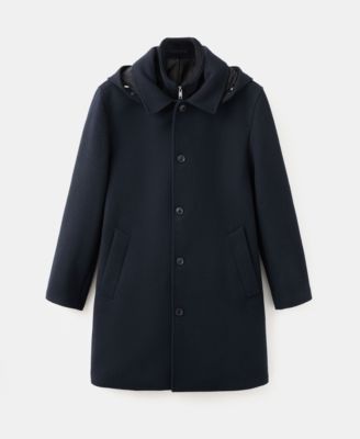 Men's Detachable Inner Collar Wool Coat