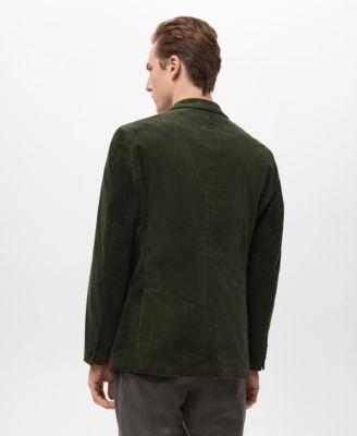 Men's Slim-Fit Double-Breasted Corduroy Jacket