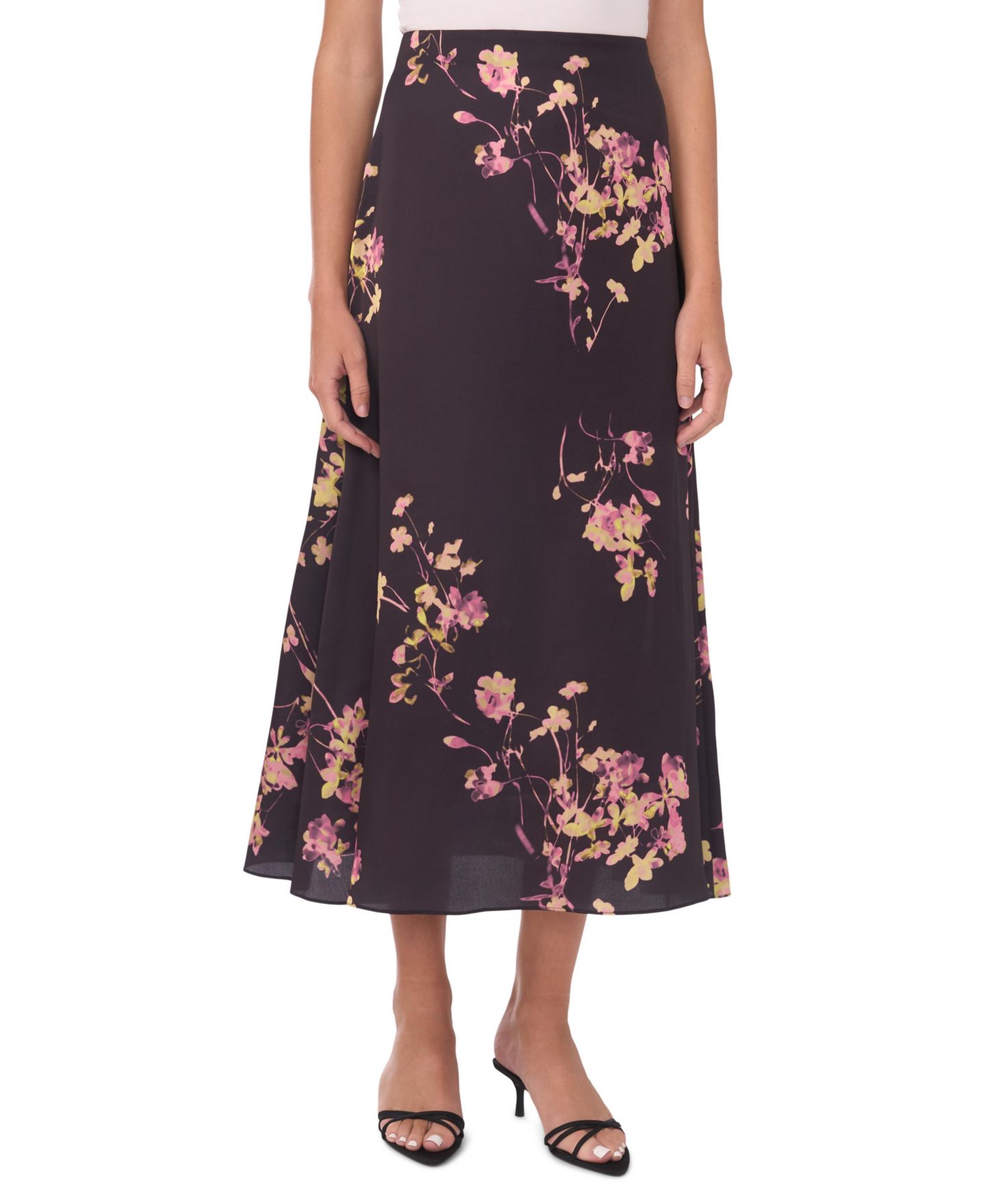 Женская юбка Vince Camuto A-Line Midi Slip, цвет: Насыщенный чёрный — фото 1