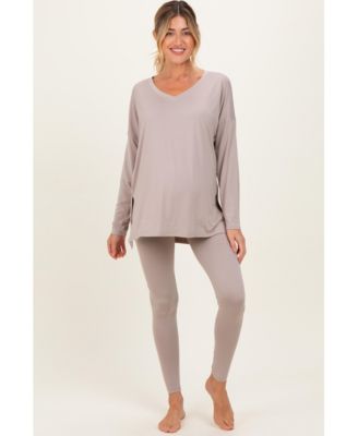 Women's Brushed Knit Maternity Oversized Top and Legging Set