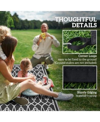 9' x 18' Plastic Lantern-Pattern Outdoor Floor Mat Rug